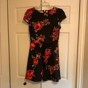 B Darlin Red and Green Fit and Flare Dress for Wedding Guest